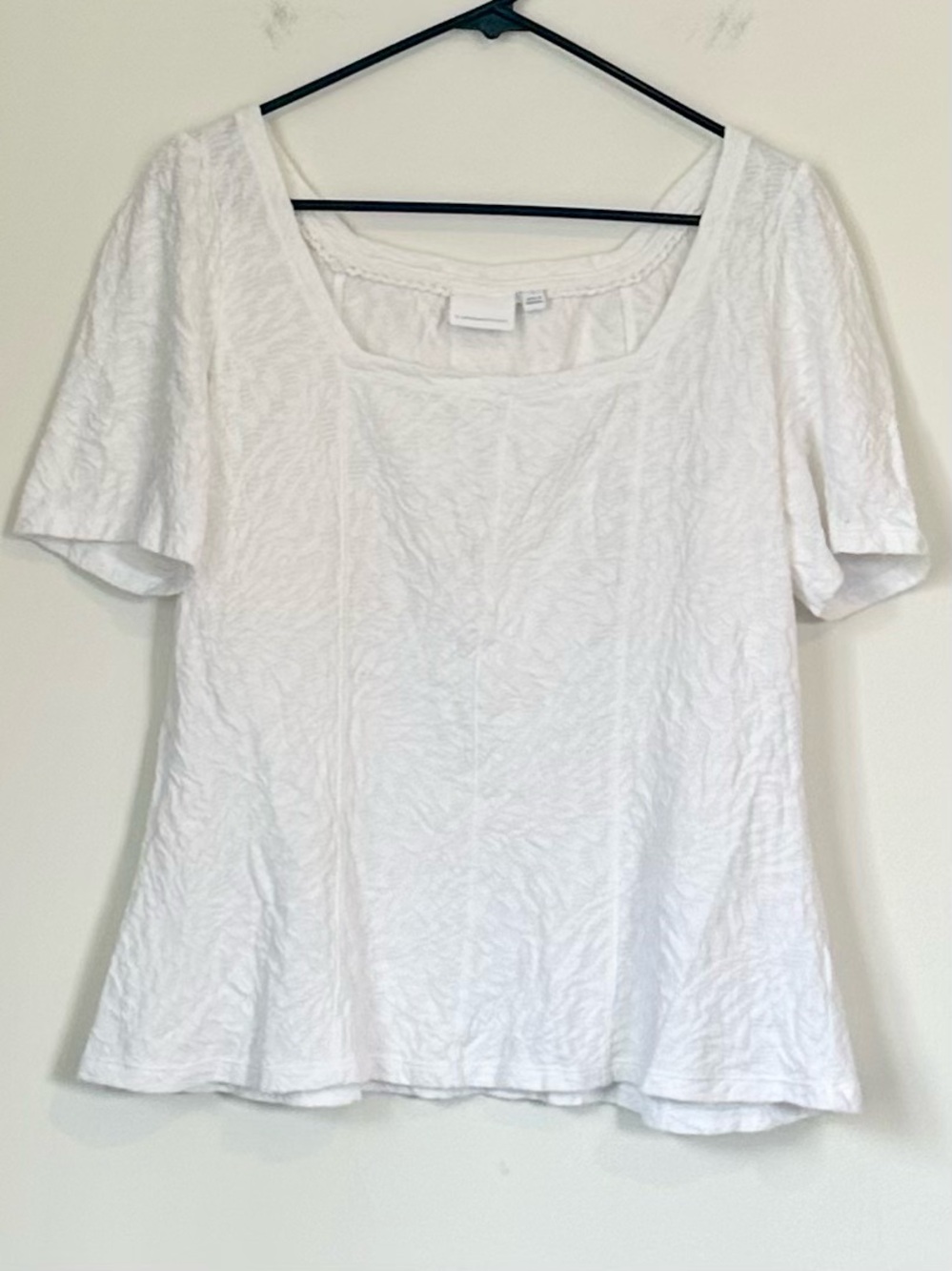 Anthropologie Ett:Twa Wesley White Textured Square-Neck Short Sleeve Top - Large - Picture 2 of 6